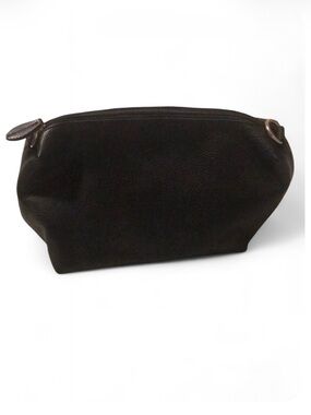 Black Vegan Leather Toiletry Makeup Bag Clutch